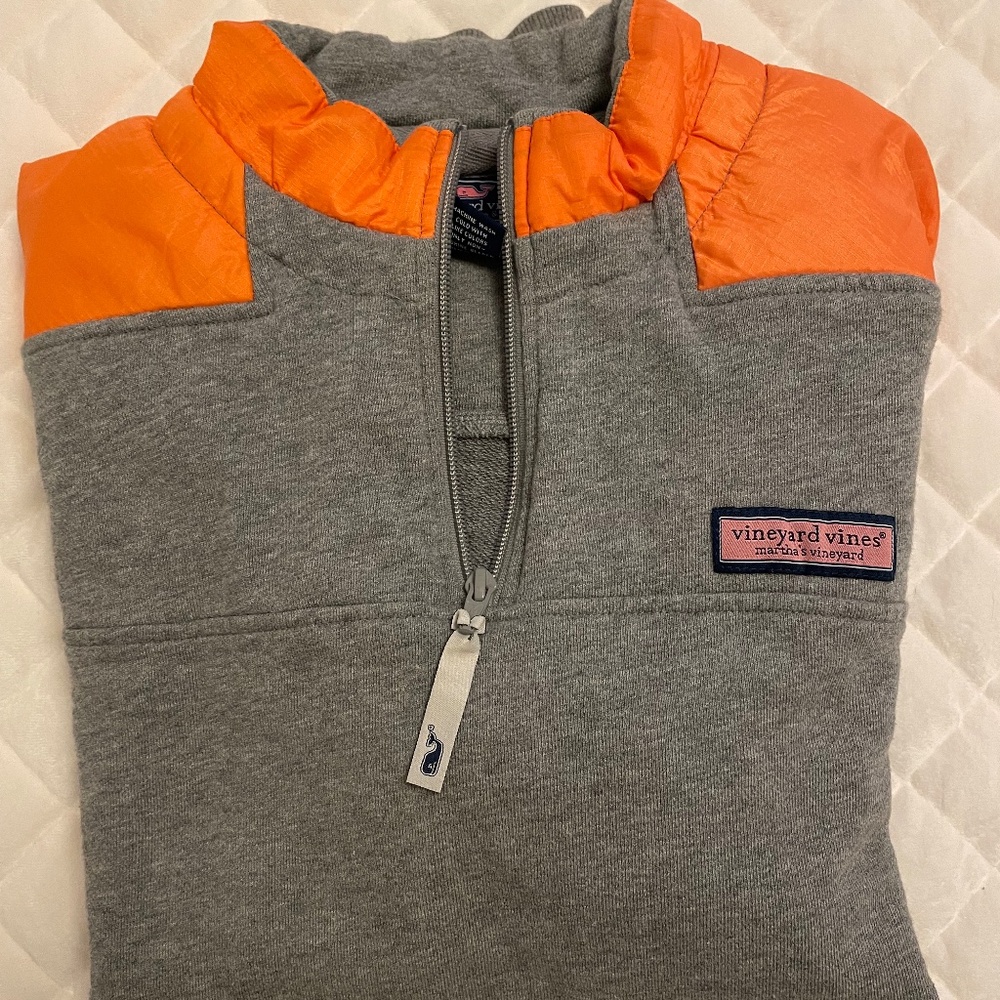 Vineyard Vines Men’s Shep Quarter Zip in Gray, size medium